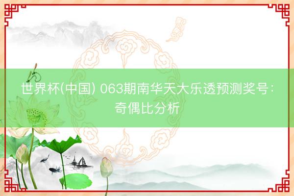 世界杯(中国) 063期南华天大乐透预测奖号：奇偶比分析