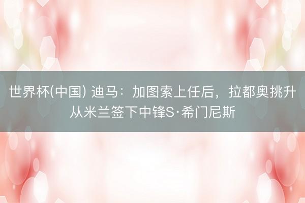 世界杯(中国) 迪马：加图索上任后，拉都奥挑升从米兰签下中锋S·希门尼斯