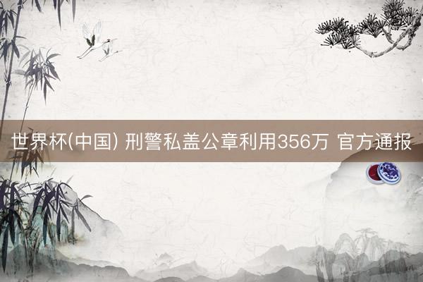 世界杯(中国) 刑警私盖公章利用356万 官方通报