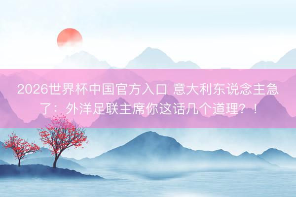 2026世界杯中国官方入口 意大利东说念主急了：外洋足联主席你这话几个道理？！