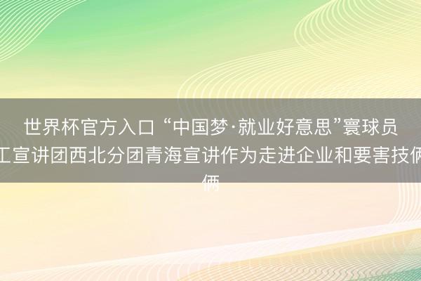 世界杯官方入口 “中国梦·就业好意思”寰球员工宣讲团西北分团青海宣讲作为走进企业和要害技俩