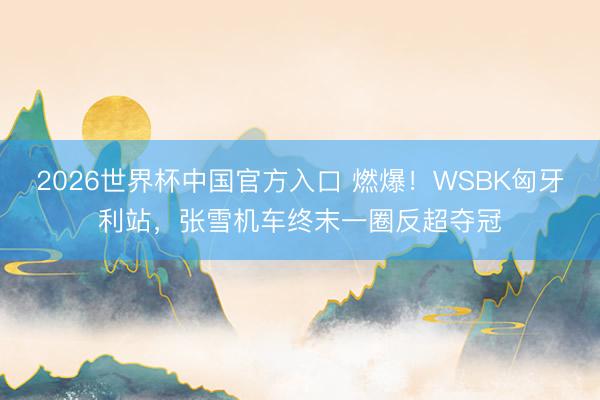 2026世界杯中国官方入口 燃爆!WSBK匈牙利站,张雪机车终末一圈反超夺冠