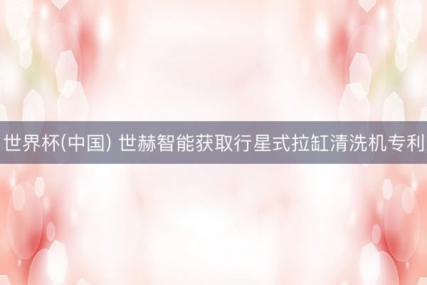 世界杯(中国) 世赫智能获取行星式拉缸清洗机专利